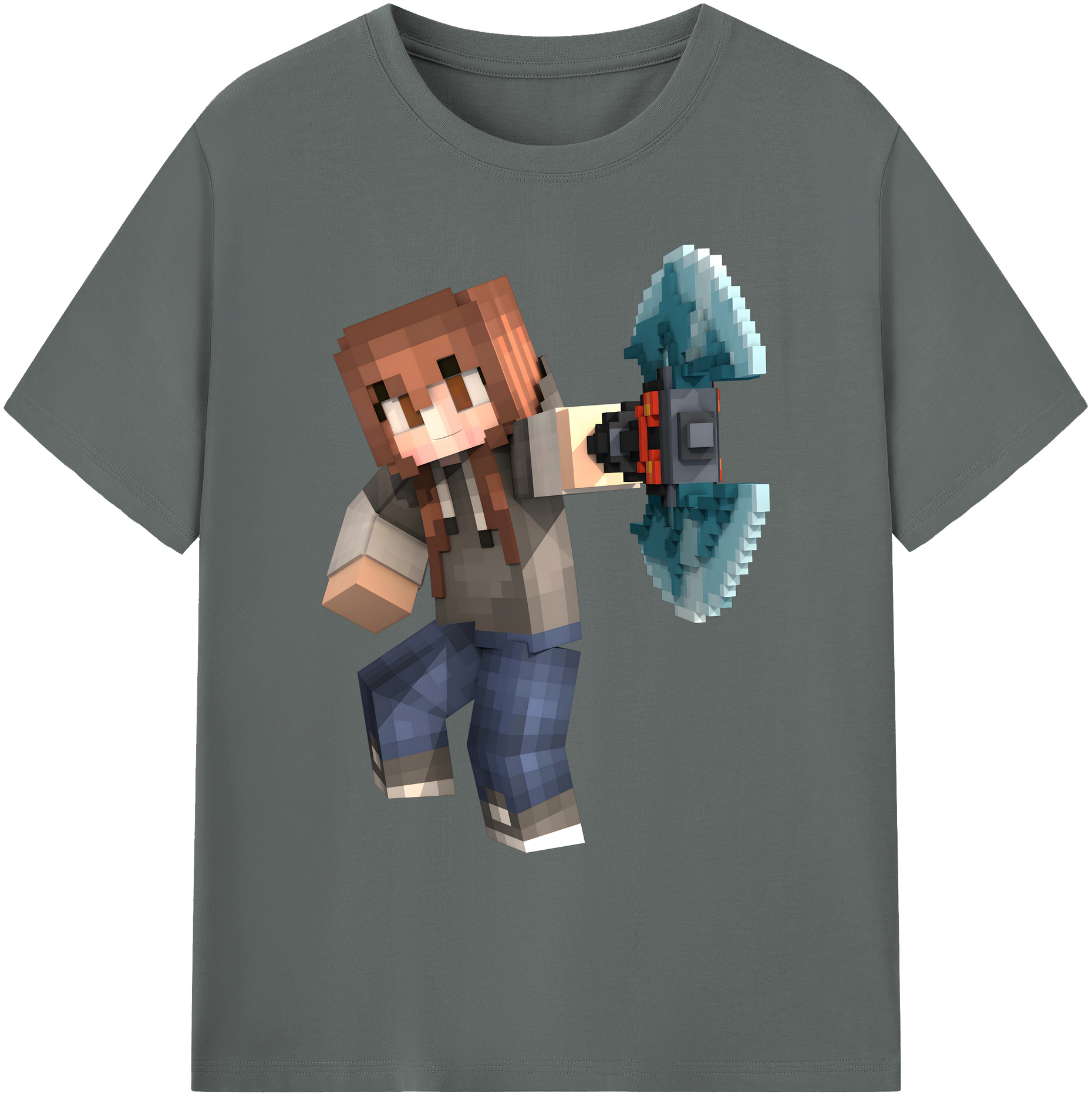 （画像用） マインクラフト ブロックの世界 Minecraft MC Block world 綿100％ メンズ半袖Tシャツ｜肌触りやわらか＆通気性